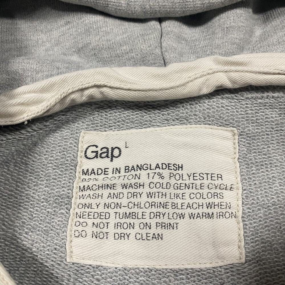 VTG Gap Hoodie Mens L Gray Henley Pullover Sweatshirt French Terry Afterhood - Picture 2 of 7